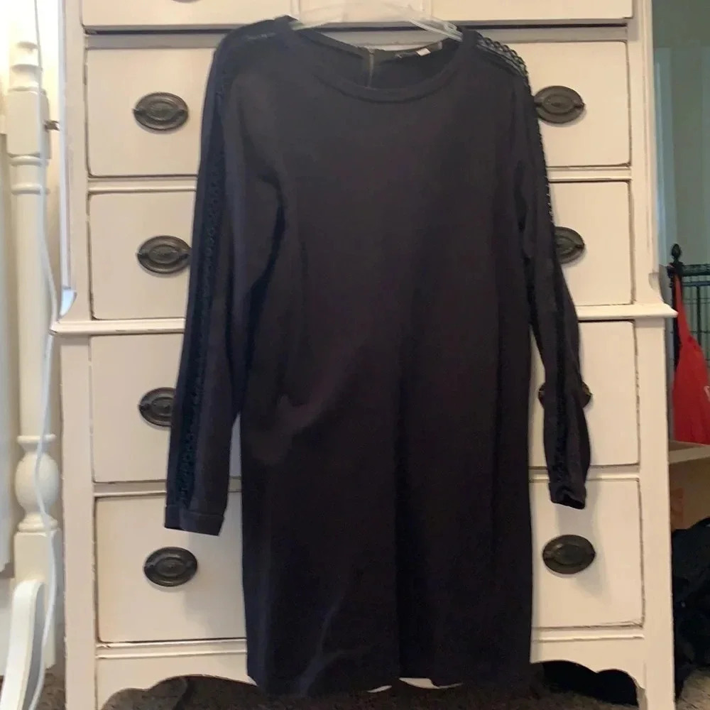 Loft Long Sleeve Sweatshirt Dress Lace Sleeves